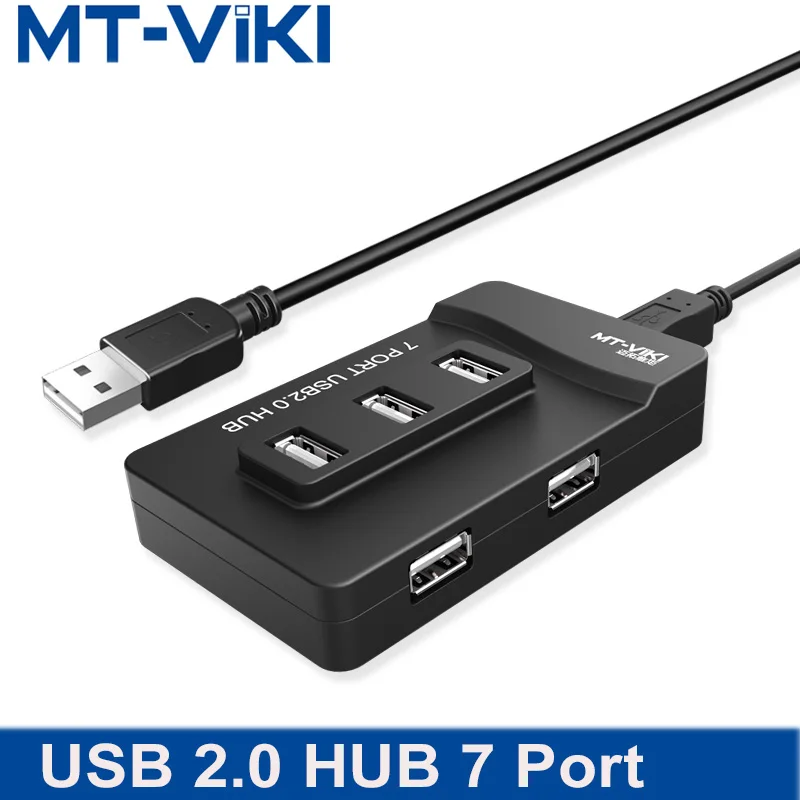 

MT-VIKI 7 Ports USB HUB High Speed USB2.0 Cable 1m with Optionl External Power Supply for Mouse Keyboard Flash Disk Phone