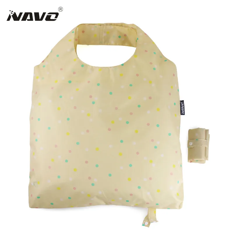 

10pcs/Lot Folding Shopping Bag Polka Dot Print Foldable Reusable Shopper Shoping Grocery Bags Eco Friendly Tote