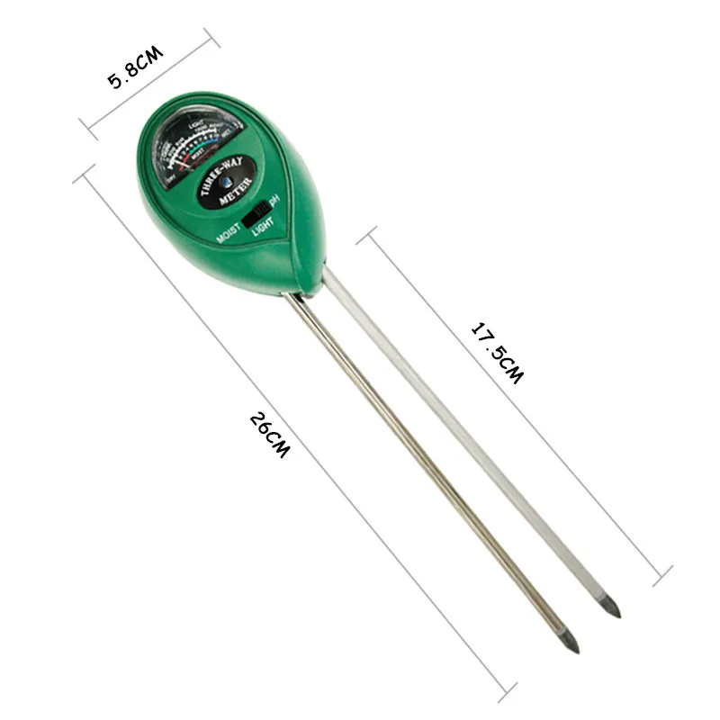 Soil PH Meter Soil Tester PH Moisture Meter Temperature Sunlight Intensity Measurement Analysis Acidity Alkali