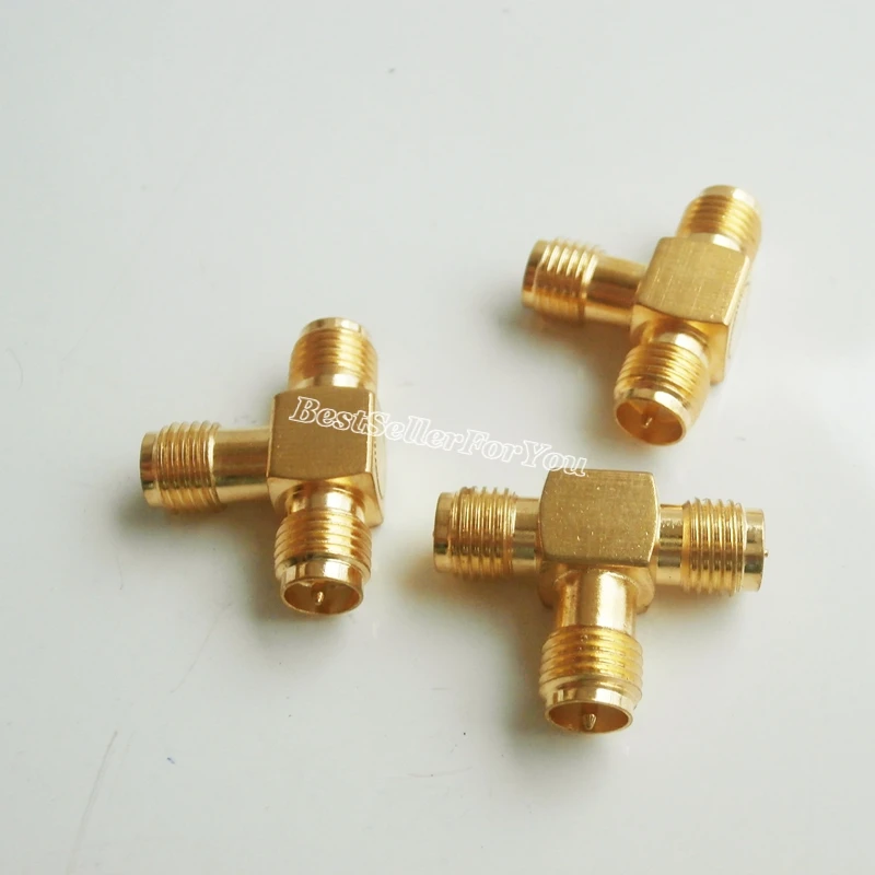 1X RP SMA female to two 2 RPSMA female triple T in series adapter connector 3 way