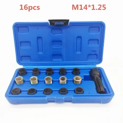 16pcs/set Spark Plug Tap Thread Repair Rethreading Set Kit M14 x 1.25