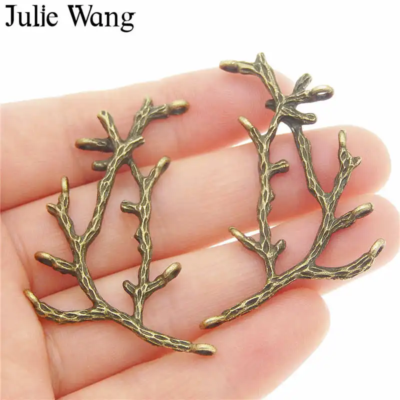 Julie Wang 10PCS 5 Colors Can Choose Alloy Tree Branch Charms For Necklace Pendant Findings Jewelry Making DIY Metal Accessory