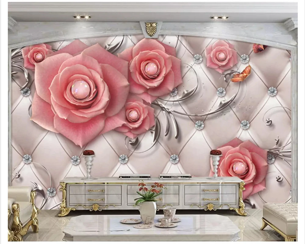 Beibehang جو كلاسيكي حديث مجوهرات رائعة زهرة حزمة لينة تلفزيون غرفة نوم غرفة المعيشة ورق الحائط ديكور المنزل tapety #2