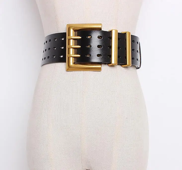 Women's runway fashion genuine caw leather Cummerbunds female Dress Corsets Waistband Belts decoration wide belt R1652