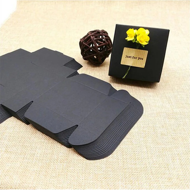 

Wholesale 300pcs Small Black paper craft box,white cardboard handmade soap candy box,Brown Kraft packaging jewelry box 8*6*2.2cm