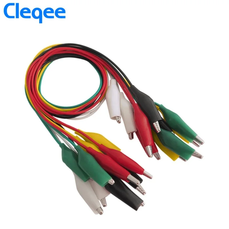 Cleqee P1025 10pcs 악어 클립 전기 DIY 테스트 리드 악어 더블 엔드 악어 클립 로치 클립 테스트 점퍼 와이어