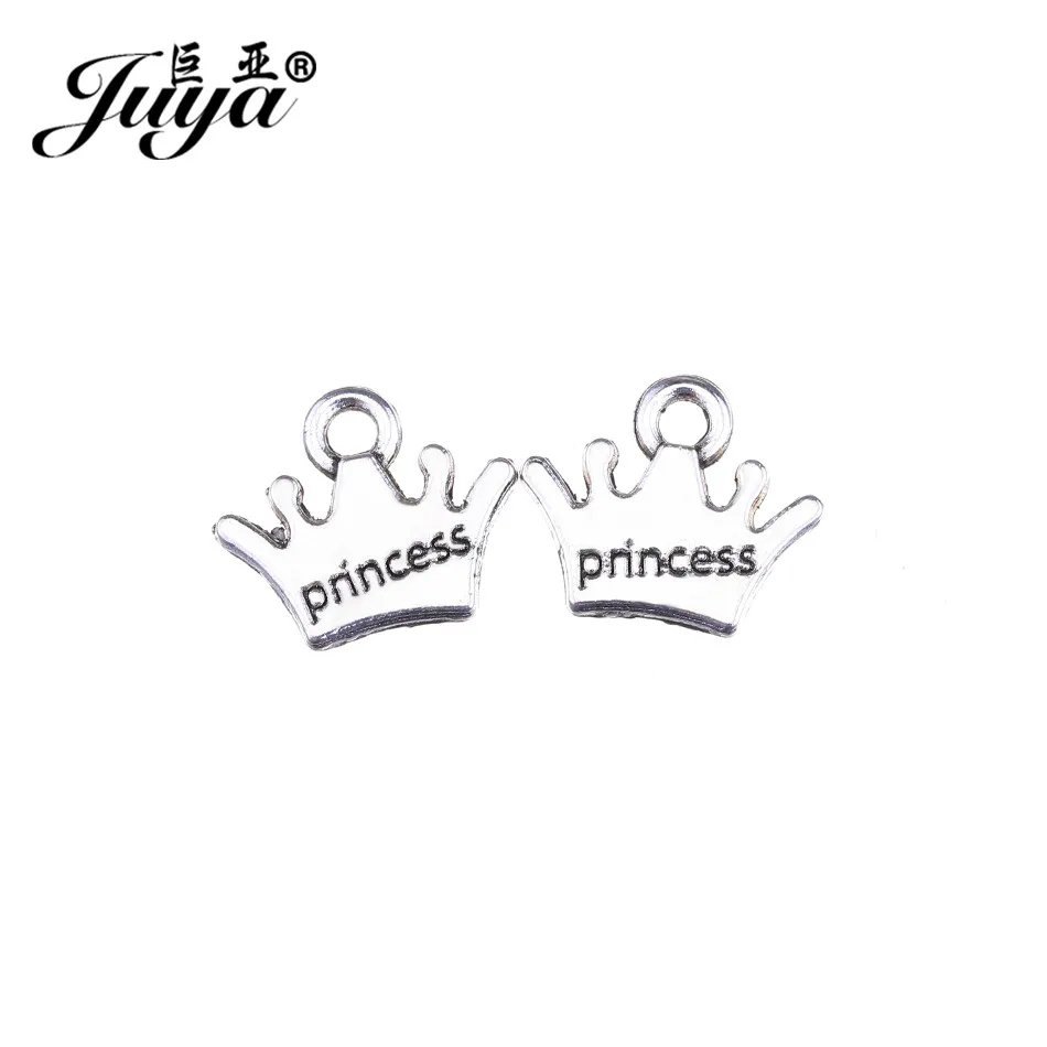 JUYA 25pcs/lot 11x13mm Alloy Charms Pendant Princess Crown Shape Jewelry for Nacklace Pendant Bracelet Making Finding AO0632