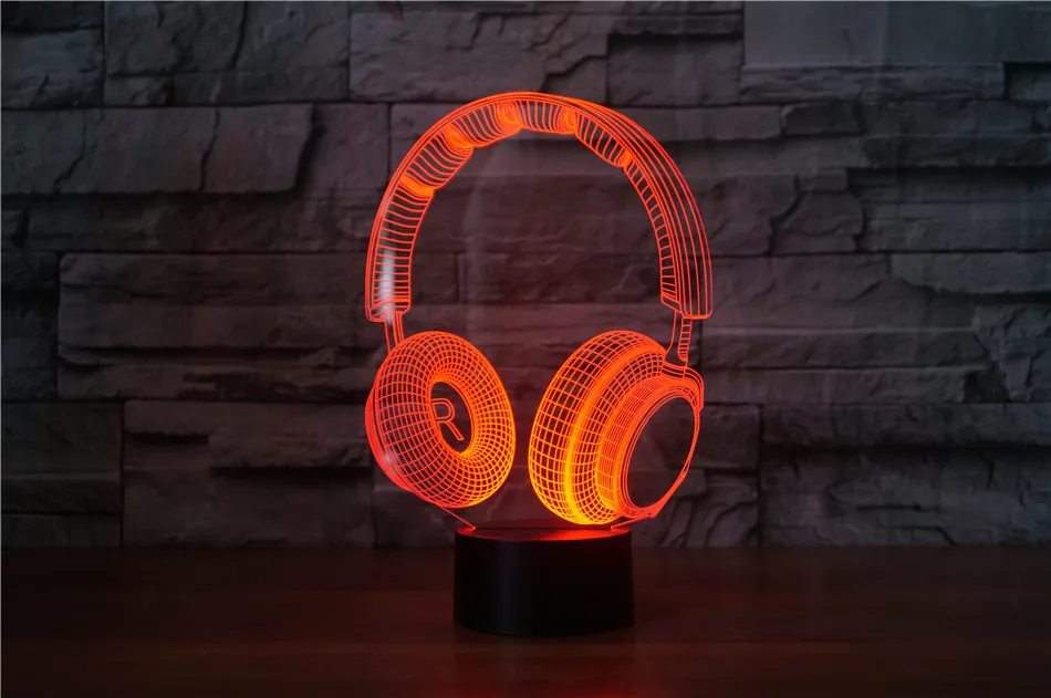 3D DJ หูฟัง Illlusion โคมไฟ Studio Monitor ชุดหูฟัง hifi เพลงหูฟัง 3d Night Light ห้องนอนโคมไฟ Home decor led