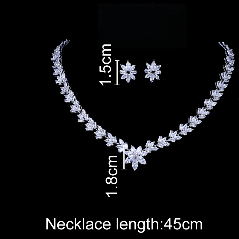 Emmaya Luxury Cubic Zircon Crystal Bridal Jewelry Sets Little Flower Necklace Earrings Sets for Women Wedding Party Jewelry Gift