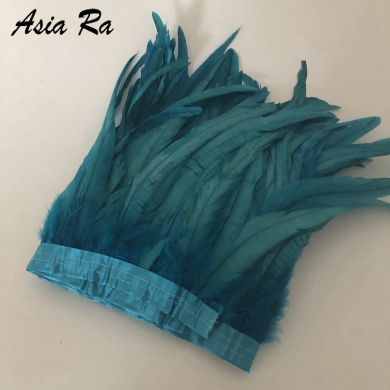 Ra Trading Factroy Sales 10 meters/lot Dyed Turquoise Coque Feather trims 12-14