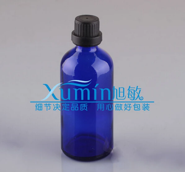 Capacity 100ml  200pcs/lot Refined oil bottle, electrochemical aluminum cover, black big head cap,glass bottle