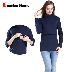 Solid Turtleneck Long Sleeve Maternity Clothes Breastfeeding Tops Warm Underwear For Pregnant Women Maternity T-shirt