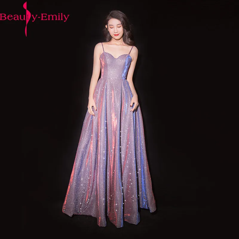 

Beauty Emily Fashion Sequined Shine Sweetheart Neck Evening Dress 2019 Elegant Spaghetti Strap Sleeveless Formal Party Dress