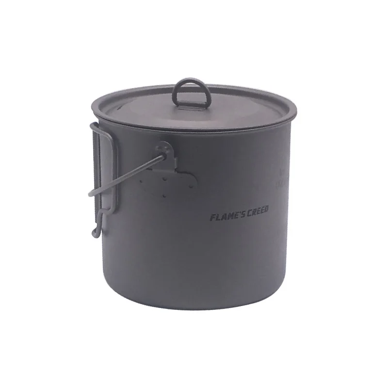 FLAME'S CREED  Portable TITANIUM POT WITH BAIL HANDLE Outdoor Hiking Picnic Camping Pot Lightweight Equipment  Mug 1100ml