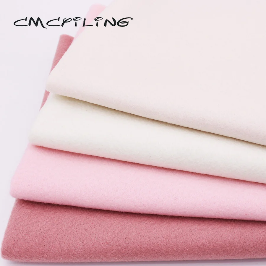 Premium Pink&Beige Soft Felt Fabric,For Kids Needlework DIY Sewing Dolls Crafts,Polyester Cloth,4 Pcs/Lot,45*55cm