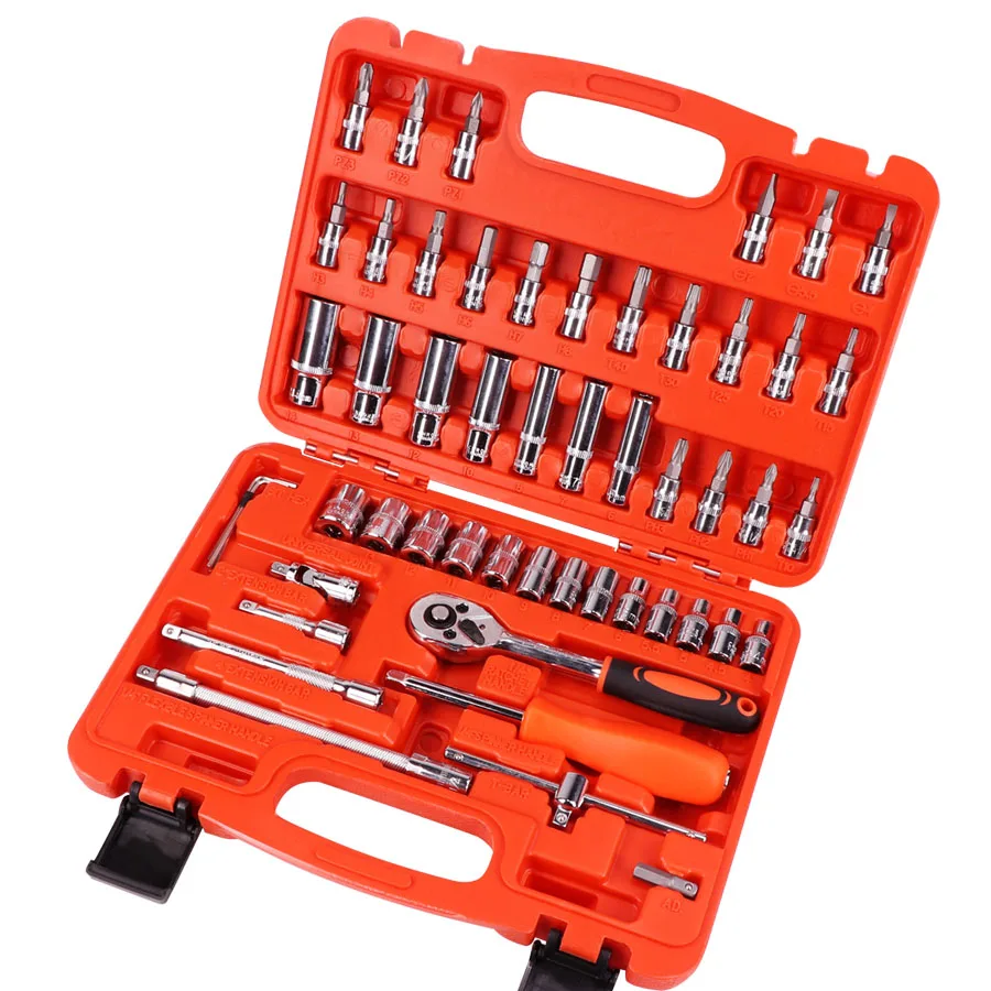 53pcs Combination Tool Wrench Set Car Repair Tool Sets Batch Head Ratchet Pawl Socket Spanner Screwdriver Socket Set