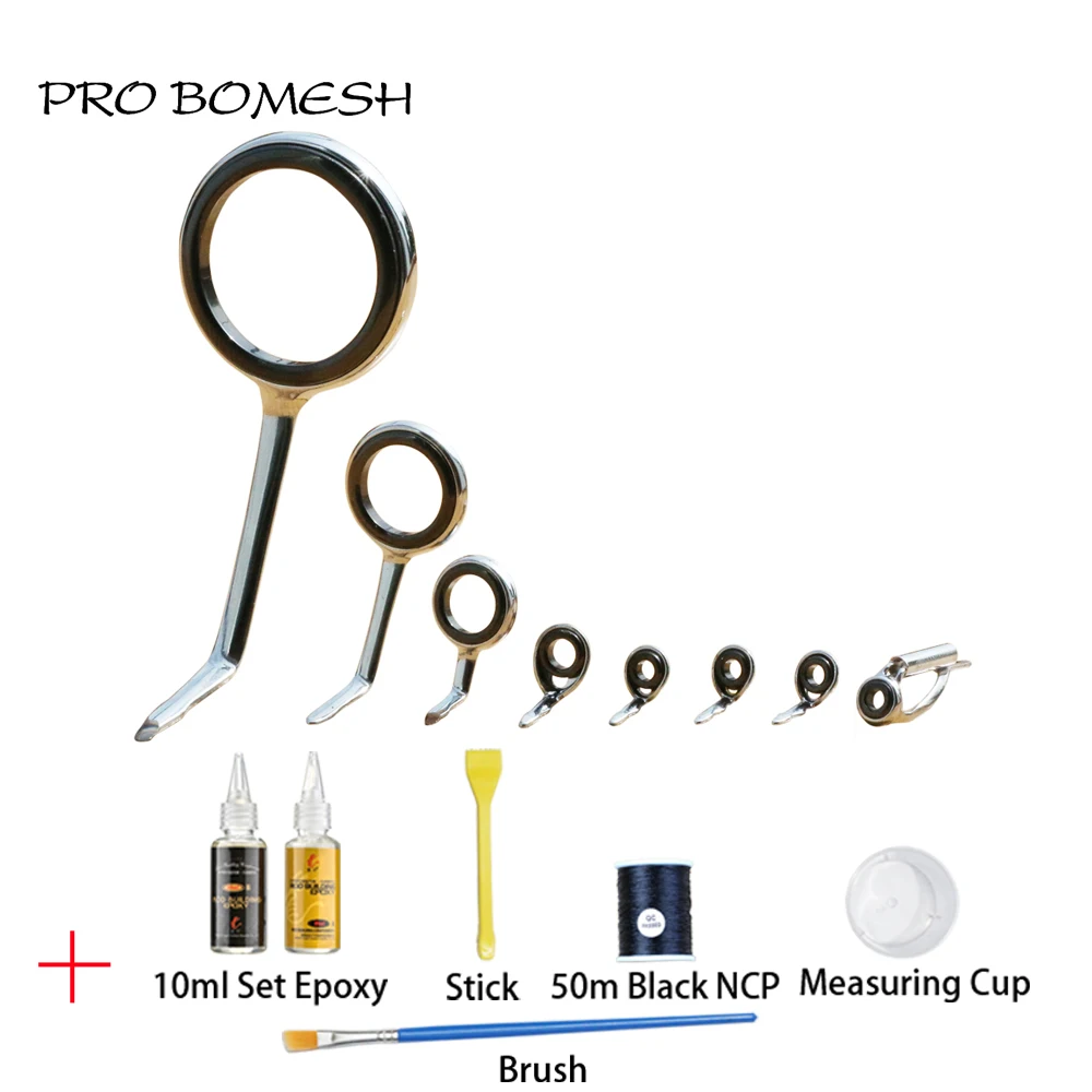 Pro Bomesh 5g AT25 Spinning Guide Set 10ml Set Epoxy Resin NCP Thread Brush Measuring Cup DIY Custom Trout Fishing Rod Accessory