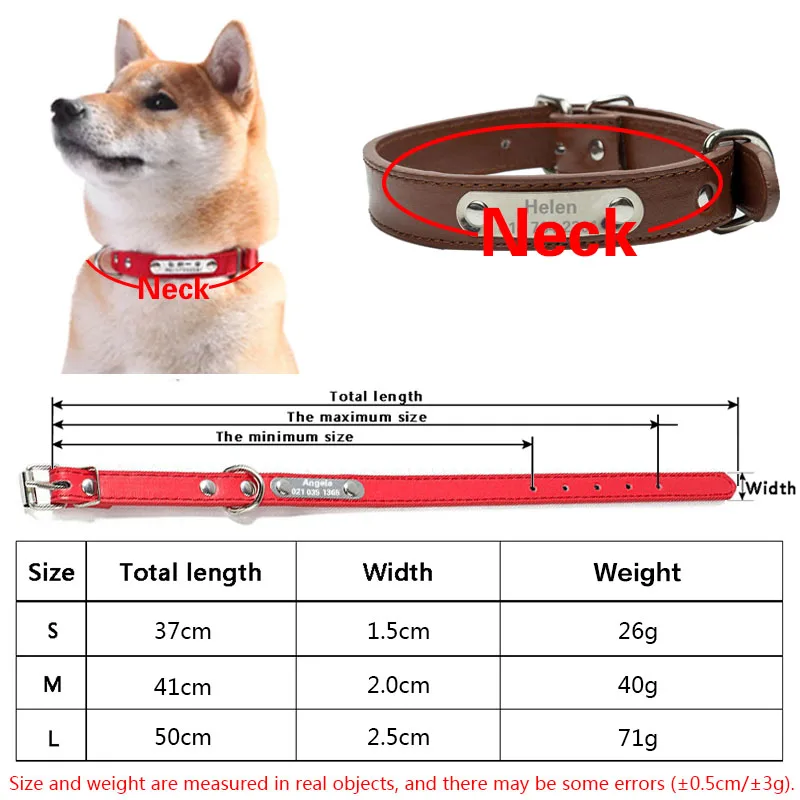 Creative Customized Leather Dog Collar Durable Padded Personalized Pet ID Collars PU Carving Puppy Cat Leash Nameplate Engraved