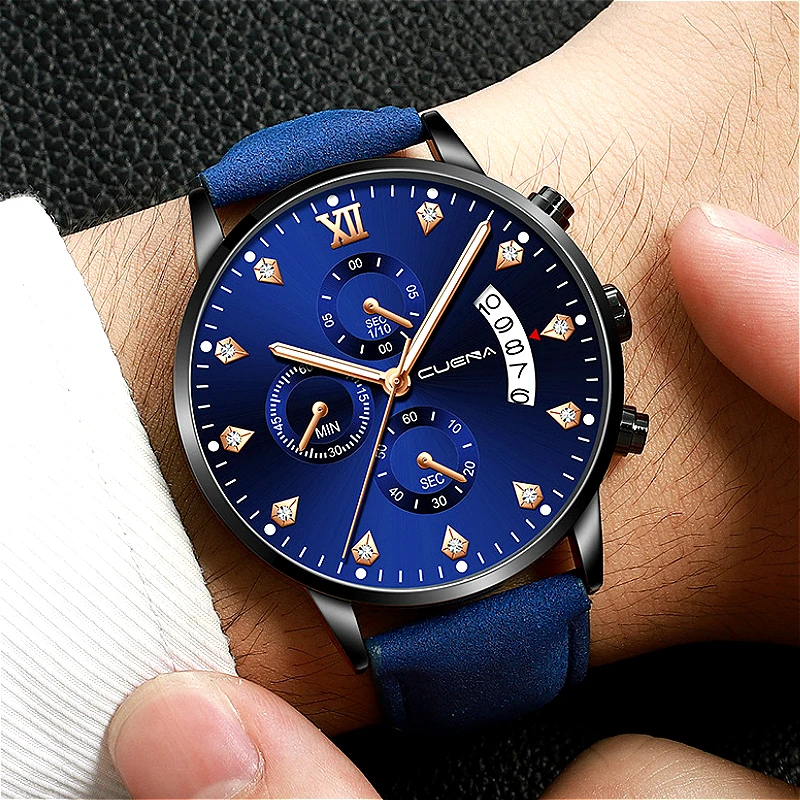 

2019 Men Quartz Watch Military Sport Wristwatch Leather Strap Mens Reloj Complete Calendar Watches Homme Saati Relogio Masculino