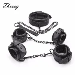 Thierry soft Genuine Leather Bondage Optional Handcuffs Collar Wrist Ankle Cuffs for Fetish erotic Adult Games Couple Sex Toys