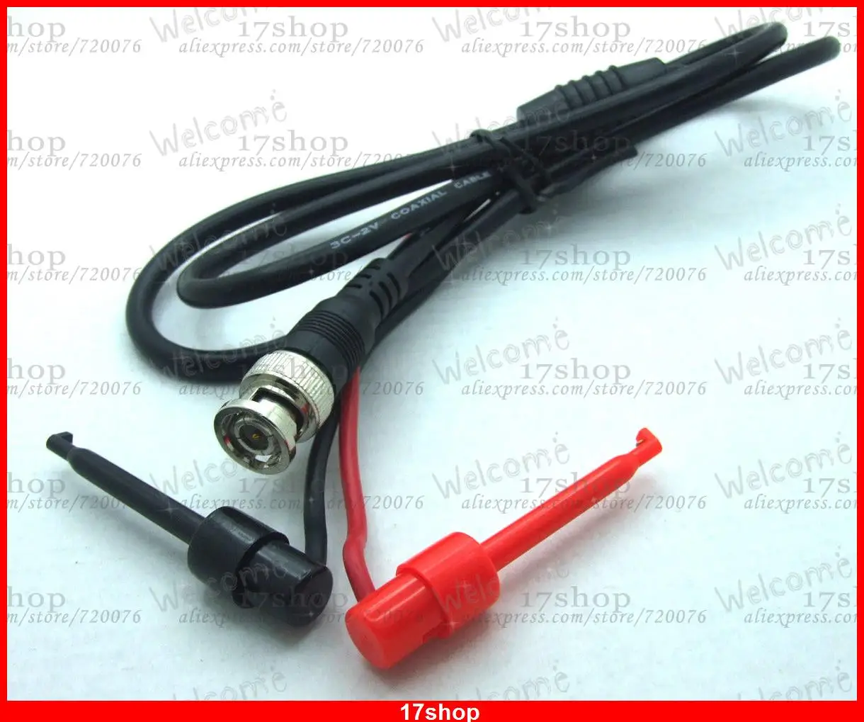 BNC male plug Q9 to Test Hook test probe 75 oHM cable leads 100CM / 39