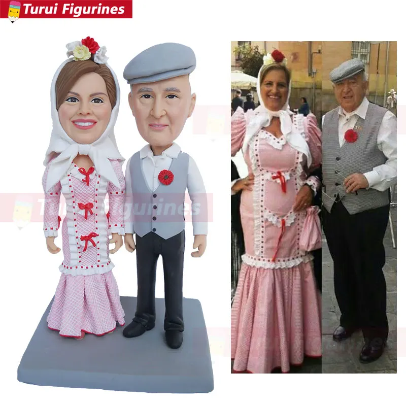 Grandpa and grandma's wedding anniversary souvenir a statue of my parents miniature sculpture face figurine