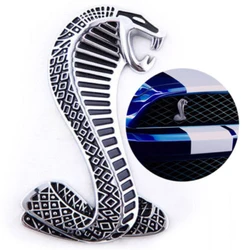 Mustang Cobra Snake Shelby Metal Front Grill logo Emblem Badge Chrome Nice