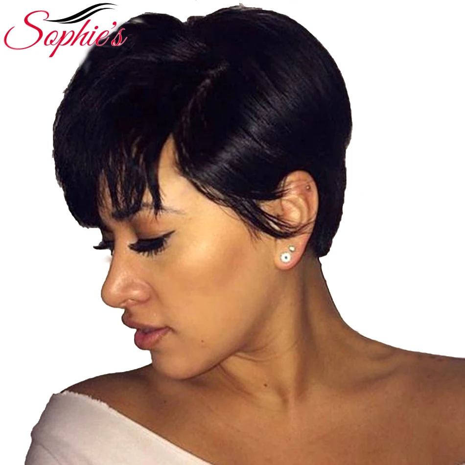 

Короткие парики Sophie's Bob для чернокожих женщин, прямые человеческие волосы без Реми, парик 4 дюйма, 100% человеческие волосы, без запаха, парики H.NINA