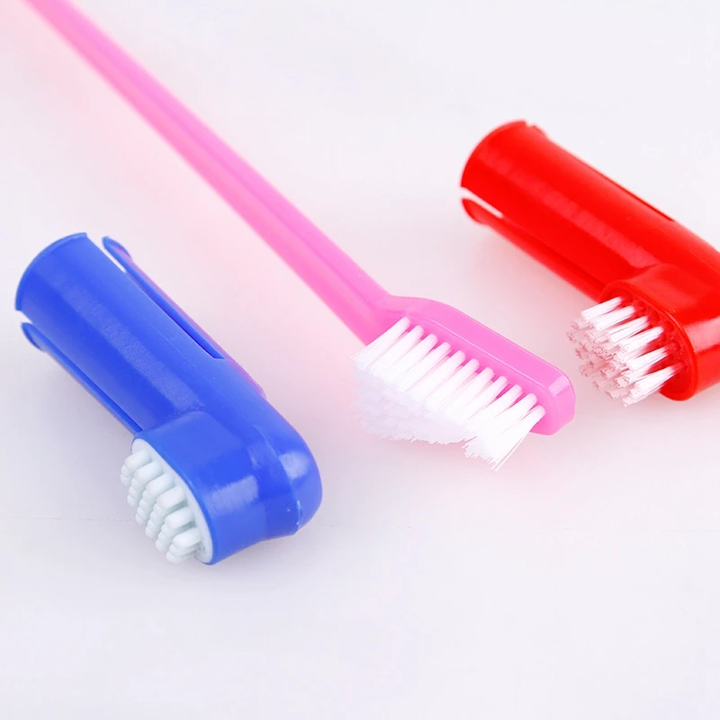 Pet Supplies Pets Double Head Toothbrush Finger Small Pets Puppy Toothbrush Set Cat Dog Toothbrush