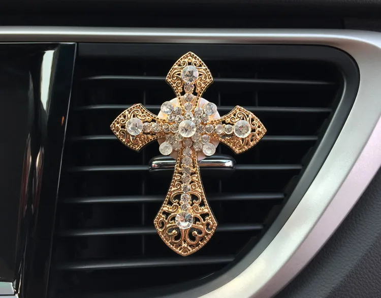 Crystal CrossOrnaments Car Vents Perfume Clip Air Freshener Automobile Interior Fragrance Decoration car accessories