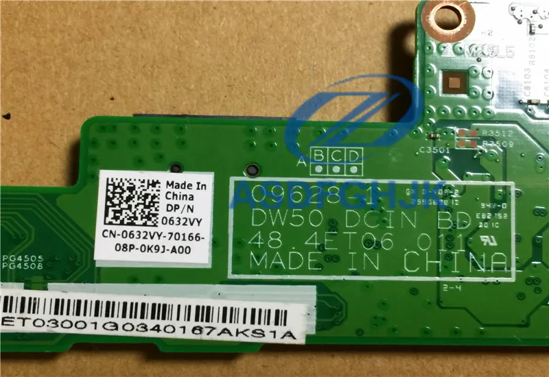 Original For Dell Vostro 3500 V3500 USB Ethernet charger Board 632VY 0632VY 48.4ET06.011 100% Test ok