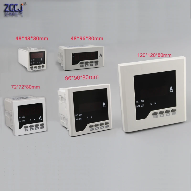 various dimensions digital ammeter Panel type single phase digital ampere meter digital number display current meter instrument