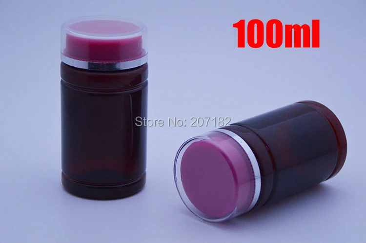 100pcs 100ml Amber PET Medicine Bottles,Capsules/Pills/Powder/Vitamin Plastic Bottles with PS Double Red Caps