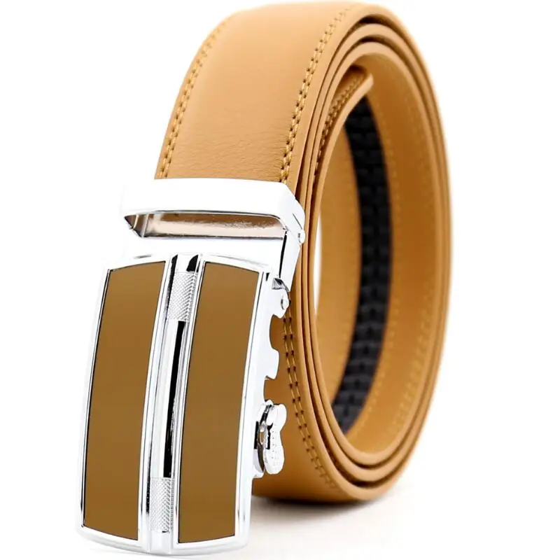 Famous Men's Belt Top Quality Genuine Leather Luxury Male Belts Metal Automatic Buckle Cowhide Belts Fashion Business Waist Band