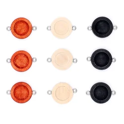 Aiovlo 20pcs/lot Fit 12mm Wooden Two Holes Hanging Stainless Steel Sheep Eye Cabochon Base Setting for DIY Jewelry Making