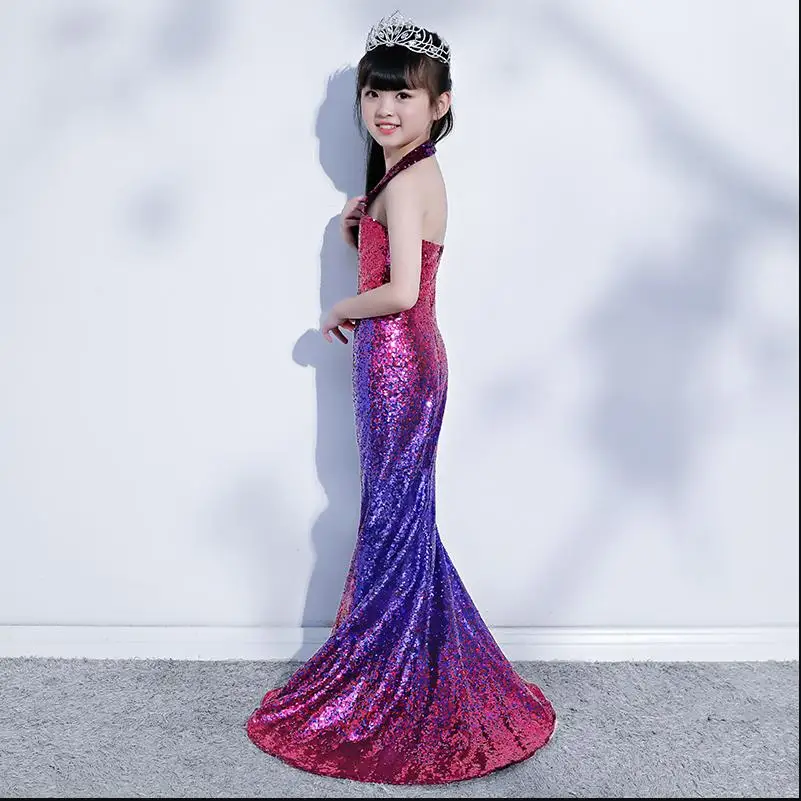 Gradient Sequin Girl Princess Dress Trumpet Wedding Party Kids Pageant Gown Holy Communion Dress Modsi Clothes Vestidos Y1441