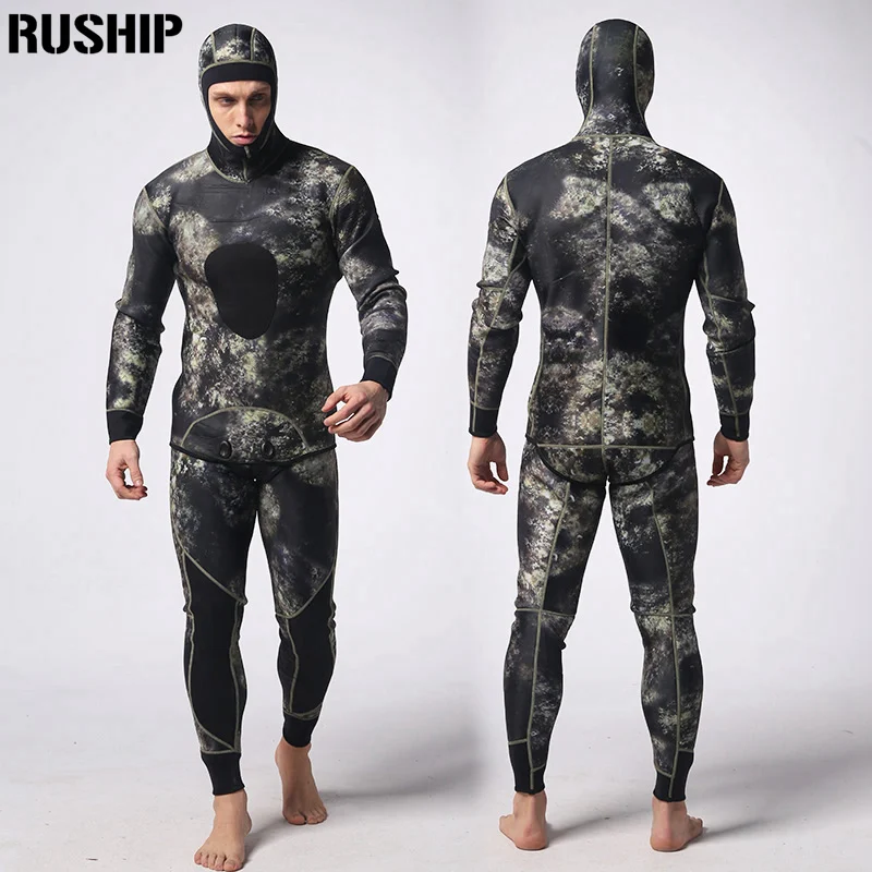 Soft 3MM Diving Suit Neoprene Men Pesca Diving Spearfishing Wetsuit Snorkel Swimsuit Split Suits Combinaison Hat Surf Wetsuit