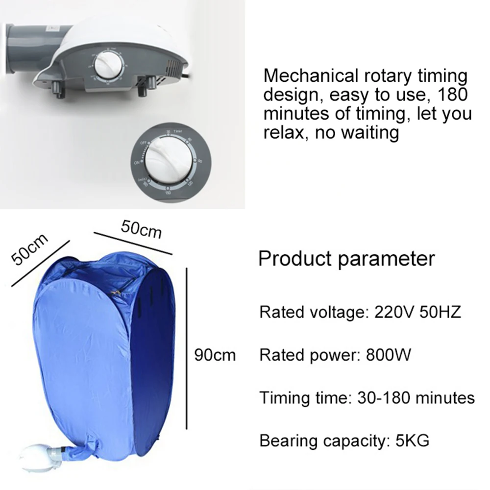 800W Household Clothes Dryer Mini Travel Folding Warm Air Baby Cloth Drying Machine Heater Hanger Laundry 220V