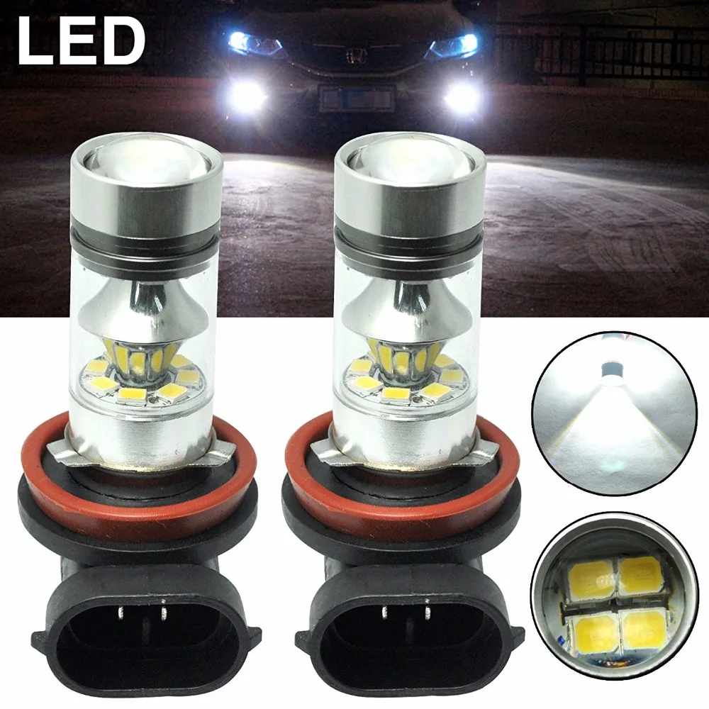 2 Lampadas H8 H11 H16 H16LL 100W Super Led 3535 SMD Chip Neblina Farol 6000k H11LL