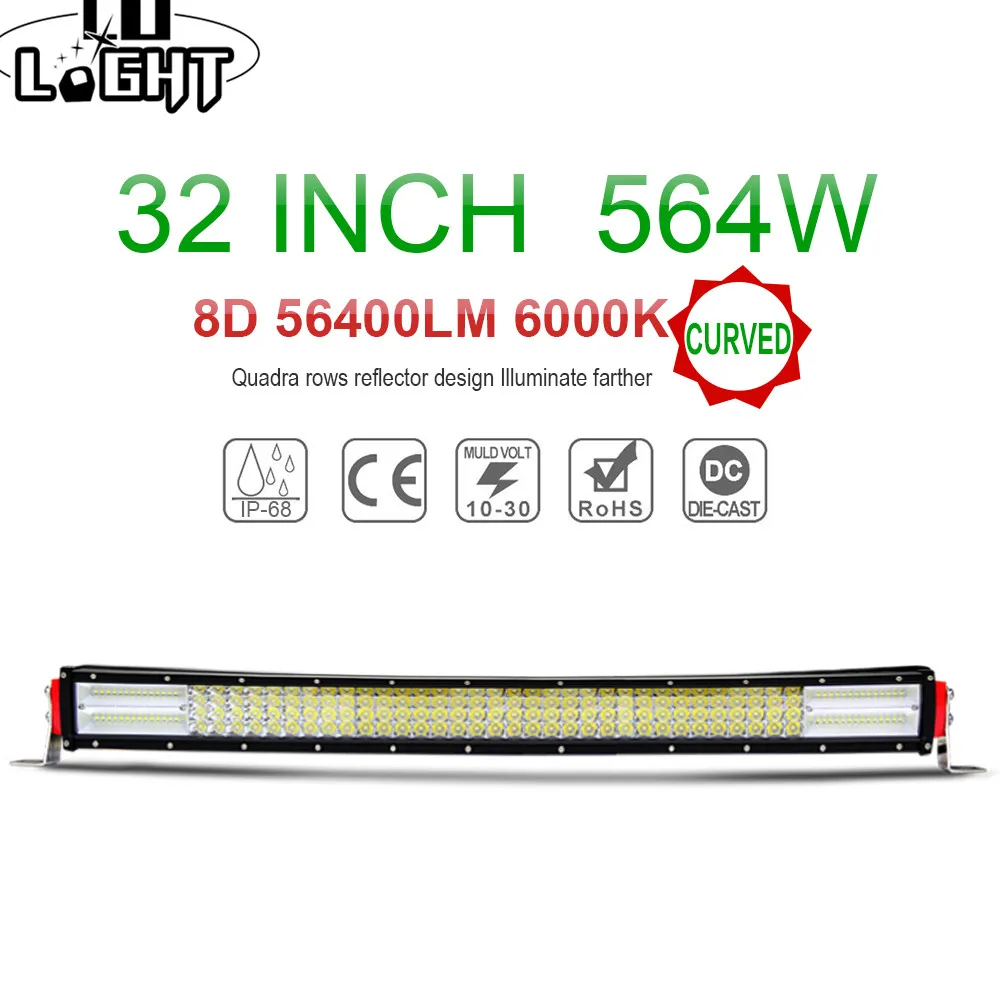 

COLIGHT 8D LED Light Bar 32 Inch 4-Row 564W Curved Led Bar Auto LED Work Light 12V Combo Beam for Offroad SUV ATV Truck 4x4 Uaz