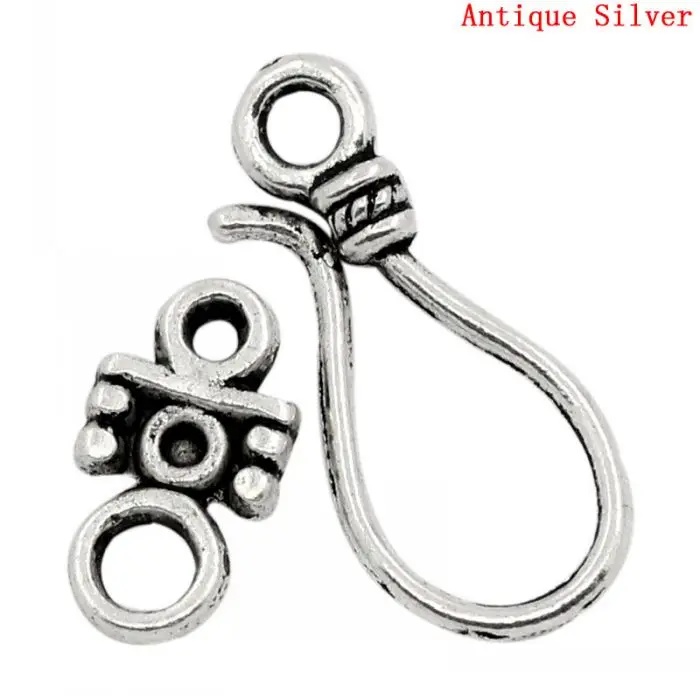 DoreenBeads Toggle Clasps Findings Hook Silver Color 23x10mm 14x8mm,50 Sets