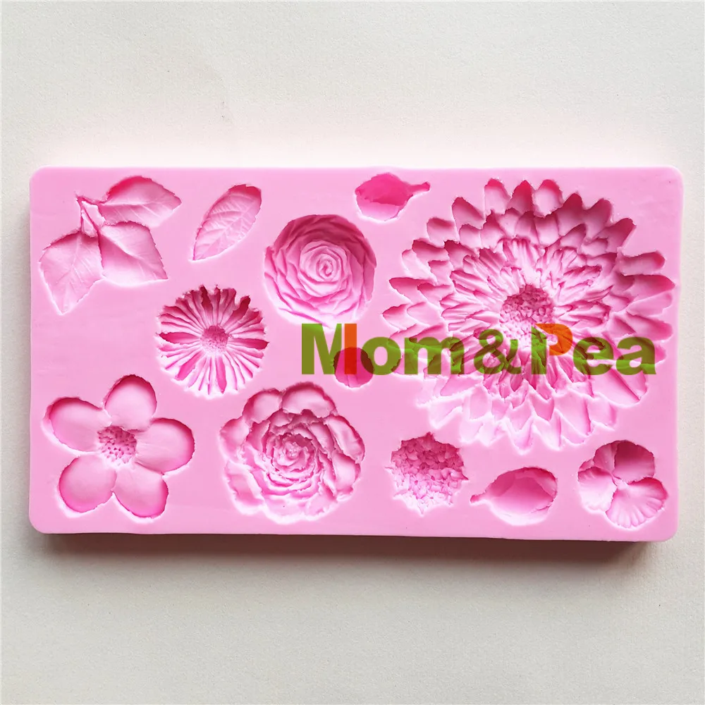 

Mom&Pea MPA1796 Flowers Shaped Silicone Mold Cake Decoration Fondant Cake 3D Mold Food Grade