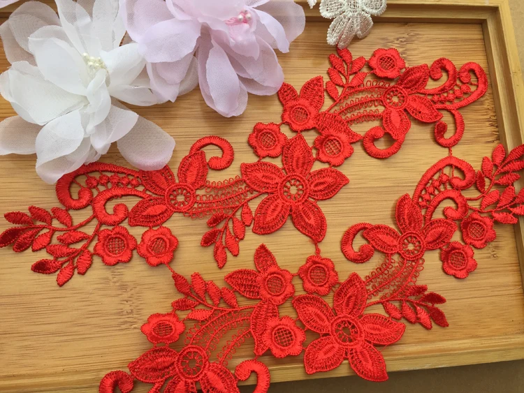 Polyester Embroidery Venise Collar Lace Flowers Neckline Applique, Trim Lace Fabric, Sewing Supplies, 4 PCs/Lot