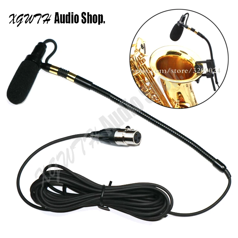 

Condenser Super Cardioid Wired Stage Saxophone Microphone Professional Trumpet Sax Gooseneck Musical Instrument Mic 3Pin For AKG