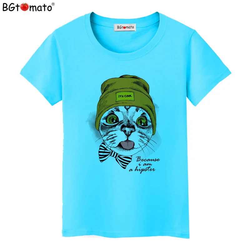 

BGtomato Cute Clown cat t-shirt women Cool short sleeve funny Shirts Brand new good quality casual top tees