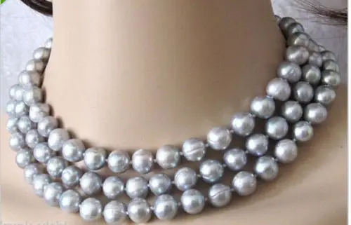 

FREE SHIPPING 48inch NATURAL 8-9mm SOUTH SEA GENUINE GRAY DROP PEARL NECKLACE14k ^^^@^Noble style Natural Fine jewe