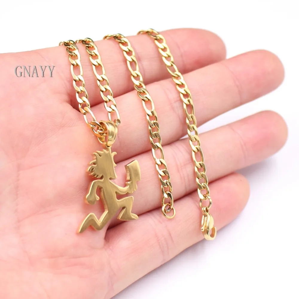 GNAYY stainless steel MINI small 1'' HATCHETMAN hatchet man ICP Pendant Necklace Link chain Gold COLOR