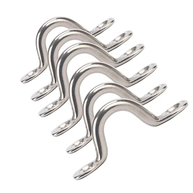 Pack of 6 Stainless Steel Bimini Boat Top PAD EYE , Eye Straps, Tie Down, Kayak Deck Loops, Tie Down Anchor Point, footman's loo