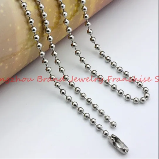 1.5/2/2.4/3.2/4/5/6/8/10mm 316L Stainless Steel Silver color Top Polished Men/Womens Necklace Beads Ball Chain 16\