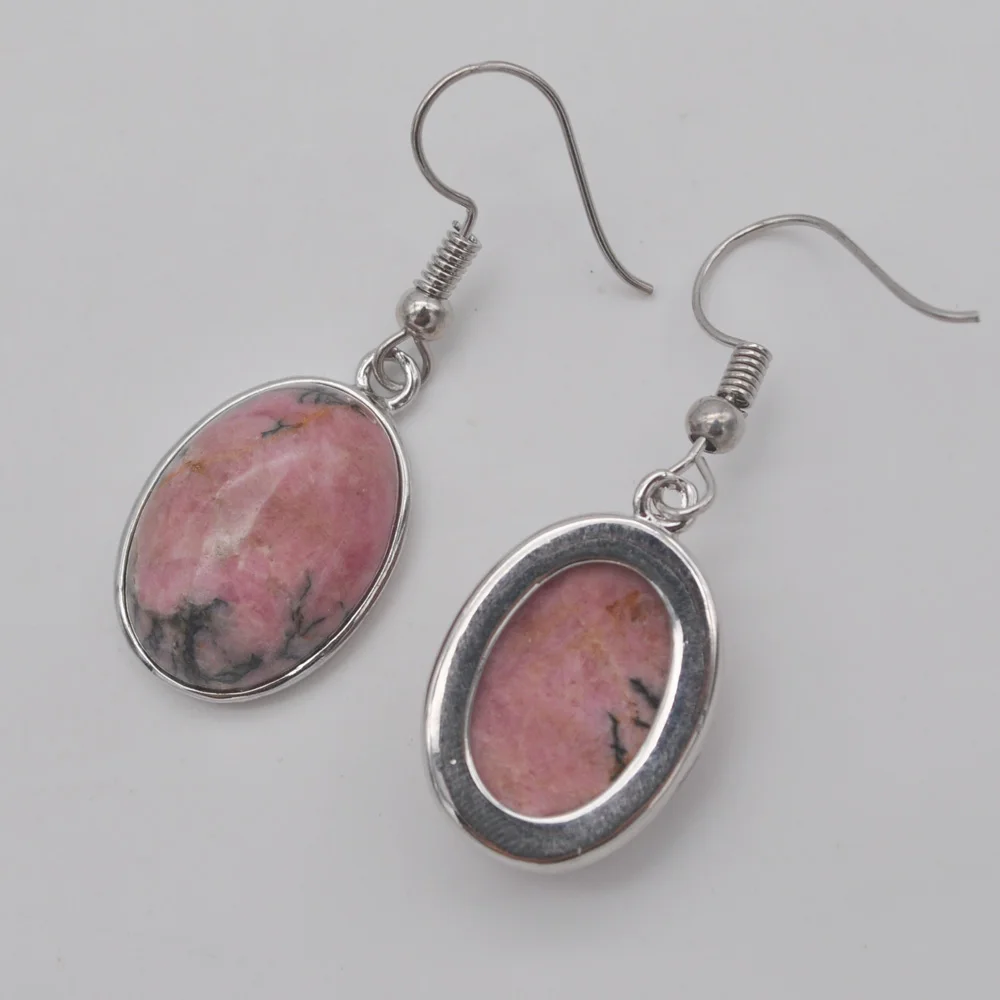 Rhodonite Stone Oval beads Dangle Earrings Jewelry For Woman Gift T247